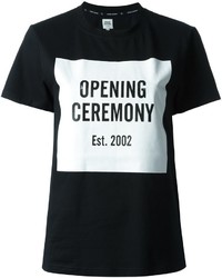 schwarzes bedrucktes T-shirt von Opening Ceremony