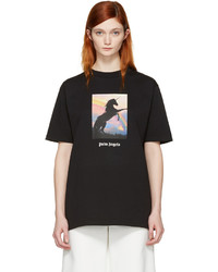schwarzes bedrucktes T-shirt von Palm Angels