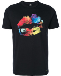 schwarzes bedrucktes T-shirt von Paul Smith