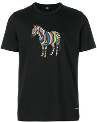 schwarzes bedrucktes T-shirt von Paul Smith