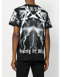 schwarzes bedrucktes T-shirt von Marcelo Burlon County of Milan