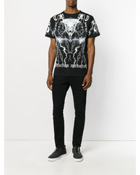 schwarzes bedrucktes T-shirt von Marcelo Burlon County of Milan