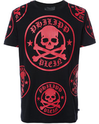 schwarzes bedrucktes T-shirt von Philipp Plein