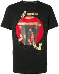 schwarzes bedrucktes T-shirt von Philipp Plein