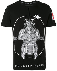 schwarzes bedrucktes T-shirt von Philipp Plein