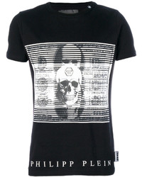 schwarzes bedrucktes T-shirt von Philipp Plein