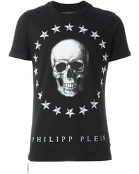 schwarzes bedrucktes T-shirt von Philipp Plein