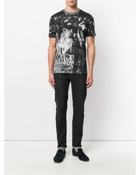 schwarzes bedrucktes T-shirt von Dolce & Gabbana