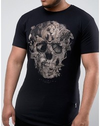 schwarzes bedrucktes T-shirt von Religion