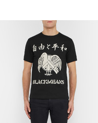 schwarzes bedrucktes T-shirt von Blackmeans