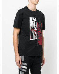 schwarzes bedrucktes T-shirt von Les Hommes