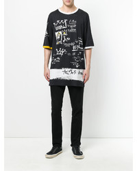 schwarzes bedrucktes T-shirt von Dolce & Gabbana