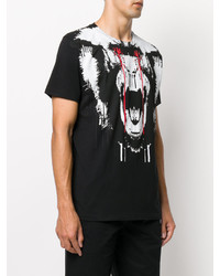 schwarzes bedrucktes T-shirt von Marcelo Burlon County of Milan