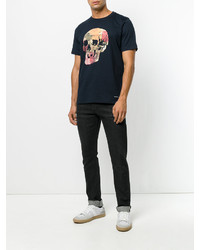 schwarzes bedrucktes T-shirt von Paul Smith