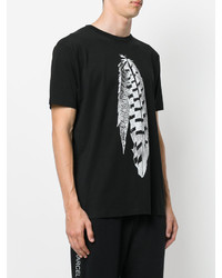 schwarzes bedrucktes T-shirt von Marcelo Burlon County of Milan