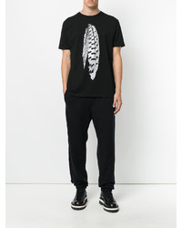 schwarzes bedrucktes T-shirt von Marcelo Burlon County of Milan