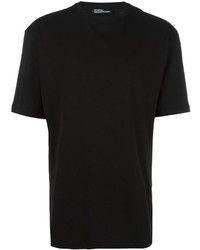 schwarzes bedrucktes T-shirt von Raf Simons