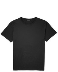 schwarzes bedrucktes T-shirt von Raf Simons