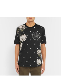 schwarzes bedrucktes T-shirt von Dolce & Gabbana