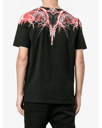 schwarzes bedrucktes T-shirt von Marcelo Burlon County of Milan