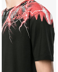 schwarzes bedrucktes T-shirt von Marcelo Burlon County of Milan