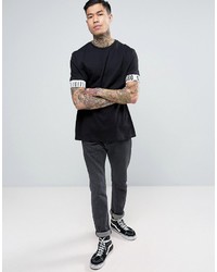 schwarzes bedrucktes T-shirt von Asos