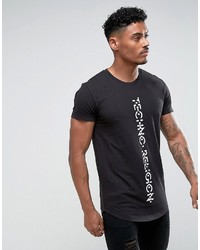 schwarzes bedrucktes T-shirt von Religion