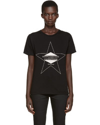 schwarzes bedrucktes T-shirt von Saint Laurent