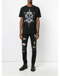 schwarzes bedrucktes T-shirt von Marcelo Burlon County of Milan