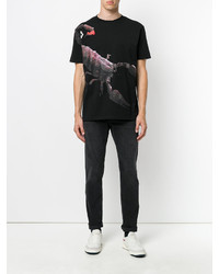 schwarzes bedrucktes T-shirt von Marcelo Burlon County of Milan