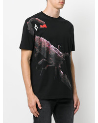 schwarzes bedrucktes T-shirt von Marcelo Burlon County of Milan