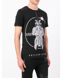 schwarzes bedrucktes T-shirt von Philipp Plein