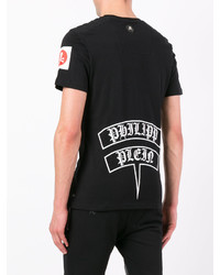 schwarzes bedrucktes T-shirt von Philipp Plein