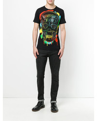 schwarzes bedrucktes T-shirt von Philipp Plein