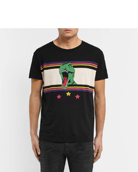 schwarzes bedrucktes T-shirt von Saint Laurent