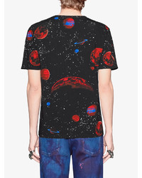 schwarzes bedrucktes T-shirt von Gucci