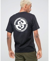 schwarzes bedrucktes T-shirt von Stussy