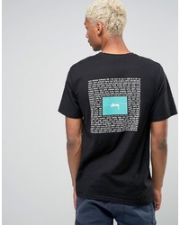 schwarzes bedrucktes T-shirt von Stussy