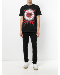 schwarzes bedrucktes T-shirt von Fausto Puglisi