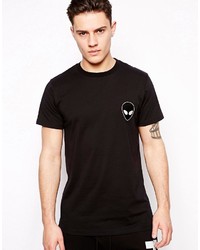 schwarzes bedrucktes T-shirt von Blood Brother