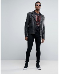 schwarzes bedrucktes T-shirt von Asos