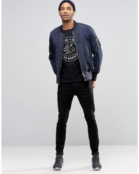 schwarzes bedrucktes T-shirt von Asos