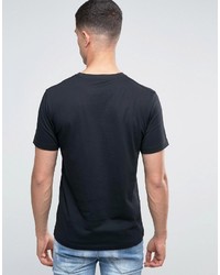 schwarzes bedrucktes T-shirt von Celio