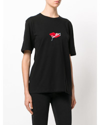 schwarzes bedrucktes T-shirt von Saint Laurent