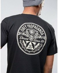 schwarzes bedrucktes T-shirt von Obey