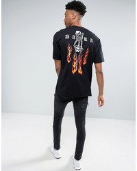 schwarzes bedrucktes T-shirt von Asos