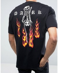 schwarzes bedrucktes T-shirt von Asos