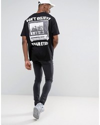 schwarzes bedrucktes T-shirt von Asos