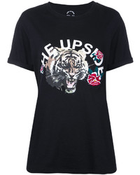 schwarzes bedrucktes T-shirt von The Upside