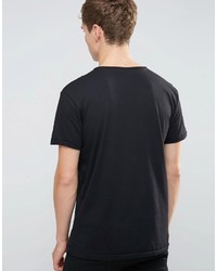 schwarzes bedrucktes T-shirt von Benetton